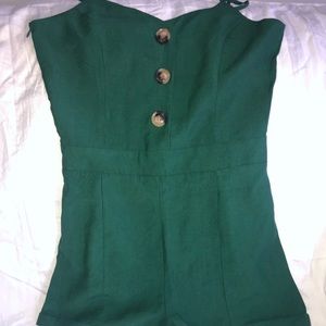 Green button down romper